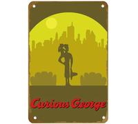 KNIOIL Poster del film Curious George, vintage, in metallo, con logo, per famiglia, club, bar, caffetteria, camera da letto, decorazione da parete, idea regalo, 20,3 x 30,5 cm
