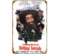 KNIOIL Poster del film Les aventures de Rabbi Jacob, targa in metallo vintage con logo Family Club Bar Cafe Camera da letto Decorazione artistica da parete regalo 20,3 x 30,5 cm