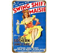 KNIOIL Poster del film Swing Shift Maisie Vintage Metal Tin Sign Logo Family Club Bar Cafe Camera da letto Decorazione artistica da parete Regalo 20,3 x 30,5 cm
