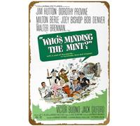 KNIOIL Poster del film "Who's Minding the Mint?", targa in metallo vintage con logo per famiglia, club, bar, caffetteria, camera da letto, decorazione da parete, regalo, 20,3 x 30,5 cm
