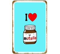 KNIOIL Poster vintage "I Love Nutella" in metallo con logo Family Club Bar Cafe Camera da letto Decorazione artistica da parete regalo 20,3 x 30,5 cm