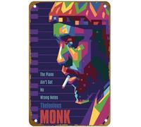 KNIOIL Poster vintage in metallo con logo musicista jazz thelonious monk popart per famiglia, club, bar, caffetteria, camera da letto, decorazione da parete, regalo, 20,3 x 30,5 cm