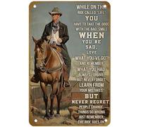 KNIOIL Poster vintage in metallo con scritta in inglese "Old Man Riding A Horse - While On This Ride Called Life" (lingua italiana non garantita) con logo per famiglia, club, bar, caffetteria