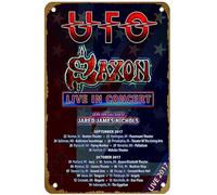 KNIOIL Saxon with Jared James Nichols (2017) Poster rock vintage metallo targa logo Family Club Bar Cafe camera da letto decorazione artistica da parete regalo 20,3 x 30,5 cm