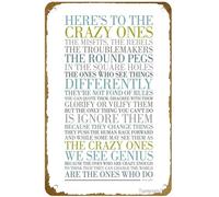 KNIOIL The Crazy Ones by Steve Jobs in Colour Poster vintage metallo latta logo Family Club Bar Cafe Camera da letto Decorazione artistica da parete regalo 20,3 x 30,5 cm