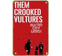 KNIOIL Them Crooked Vultures Austin City Limits - Poster vintage in metallo con logo Family Club Bar Cafe Camera da letto Decorazione artistica da parete regalo 20,3 x 30,5 cm