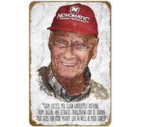 KNIOIL Wallart Niki Lauda - Poster vintage in metallo con logo di personaggi famosi, decorazione da parete per famiglie, club, bar, caffetteria, camera da letto, regalo, 20,3 x 30,5 cm