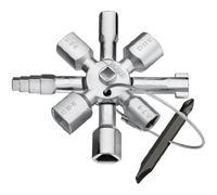 KNIPEX 00 11 01 TwinKey-Chiave Universale per armadietto di Controllo, Miscela, Altri, Cromo, Taglia Unica