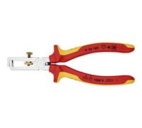 Knipex Pinza spelacavi con molla di apertura universale cromata, isolati con manici rivestiti in materiale bicomponente, collaudati VDE 160 mm (confezione self-service/blister) 11 06 160 SB