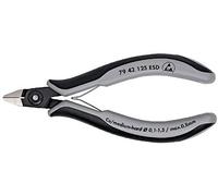 Knipex 79 42 125 ESD - Pinza a taglio laterale, Acciaio al cromo vanadio, Plastica, Nero/Grigio)