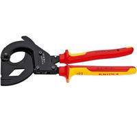 KNIPEX - Cesoie per cavi a cricchetto per cavi armati (SWA) in acciaio isolamento a norme VDE, Lunghezza complessiva: 315 mm 315