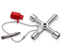 00 11 03 chiave di armadietti di controllo e utilità, chiave combinata Metallico, Rosso, Zinco pressofuso, 4 gamba/gambe, 4 testina/e, Cerchio, Quadrato, Triangolo, 5,6,8 mm