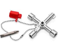 00 11 03 chiave di armadietti di controllo e utilità, chiave combinata Metallico, Rosso, Zinco pressofuso, 4 gamba/gambe, 4 testina/e, Cerchio, Quadrato, Triangolo, 5,6,8 mm