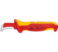 Knipex Coltello Spelacavi con Pattino di Guida Impugnatura Isolante, in Materiale Bicomponente, Collaudato Vde 180 Mm (Confezione Self-Service/Blister) 98 55 Sb
