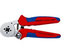KNIPEX Crimpatrice per terminali a bussola, con regolazione automatica per crimpaggio laterale in blister cromata con impugnature, 97 55 04 SB