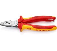 Knipex Pinza per Serrare Terminali a Bussola Isolante, Collaudati Vde; Incorporato per Agganciare Una Protezione Anticaduta 180 Mm (Confezione Self-Service/Blister) 97 78 180 T Bk
