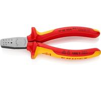 Knipex Pinza per Serrare Terminali a Bussola Isolati con Manici Rivestiti in Materiale Bicomponente, Collaudati Vde 145 Mm 97 68 145 A