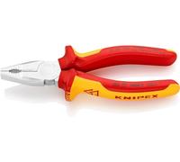 Knipex Pinza Universale Cromo Vanadio Cromata, Isolati con Manici Rivestiti in Materiale Bicomponente, Collaudati Vde 160 Mm 01 06 160