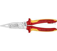 KNIPEX Pinza per elettroinstallazioni cromata isolante con manici rivestiti in materiali bicomponente, collaudati VDE; con anello di, 13 96 200 T