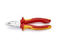 KNIPEX - Pinza universale, esecuzione cromata isolata secondo VDE, con occhiello di sicurezza, Lunghezza complessiva: 180 mm 180