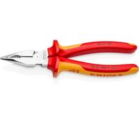 KNIPEX 08 26 185 Pinza universale con testa a punta isolati con manici rivestiti in materiale bicomponente, collaudati VDE cromata 185 mm