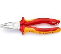 KNIPEX - Pinza universale, esecuzione cromata isolata secondo VDE, con occhiello di sicurezza, Lunghezza complessiva: 180 mm 180
