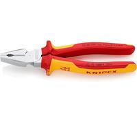 Knipex Pinza universale 02 06 200 VDE 200 mm cromata manici bicomponente isolati Rosso/Arancione
