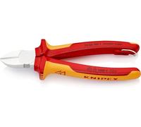 KNIPEX Tronchese laterale cromata isolante con manici rivestiti in materiali bicomponente, collaudati VDE; con anello di fissaggio, 70 06 180 T