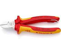 KNIPEX Tronchese laterale cromata isolante con manici rivestiti in materiali bicomponente, collaudati VDE; con anello di fissaggio, 70 06 160 T