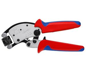 KNIPEX Twistor T Crimpatrice per terminali a bussola, con regolazione automatica con testa di crimpaggio girevole in blister cromata con, 97 53 19 SB