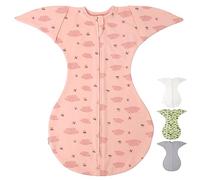 Knirose Sacco nanna per le mezze stagioni, con funzione anti-spavento, posizione delle braccia alta, sacco a pelo con doppia cerniera per un facile cambio dei pannolini (rosa, 3-6 mesi)