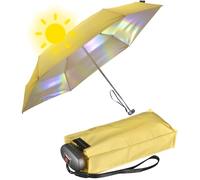 Knirps Mini ombrello tascabile da viaggio, piccolo e leggero, a righe, giallo vaniglia, iridescente, protezione UV, 93 cm, Super mini compatto