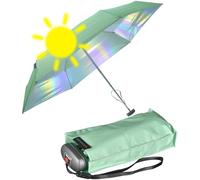 Knirps Mini ombrello tascabile da viaggio, piccolo e leggero, a righe, verde menta, iridescente, protezione UV, 93 cm, Super mini compatto