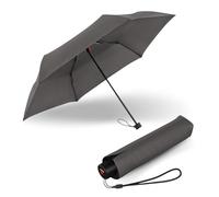 Knirps Ombrello C.050 Small Manual Grigio Scuro con Borsa Portaombrelli, Piccolo Ombrello da Viaggio, Ombrello Tascabile a Mano, Ombrello Resistente al Vento e Leggero, Mini Ombrello