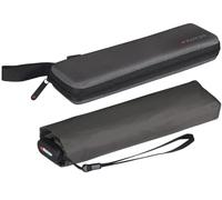 Knirps Ombrello tascabile Ultra US.050 Slim Manual - Ultra leggero e piatto - Antitempesta - Antivento - 21 cm, grigio scuro con custodia in EVA, 90 cm, Moderno, minimalista