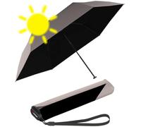 Knirps Ombrello tascabile Ultra US.050 Slim Manual, ultra leggero e piatto, resistente alle tempeste, Pearl-black Heatshield: protezione UV e calore, 90 cm, Ombrello tascabile super mini con aprimano