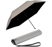 Knirps Ultra US.050 Slim Manual, ombrello tascabile ultra leggero e piatto, resistente alle tempeste, antivento, 21 cm, Pietra con rivestimento nero, 90 cm