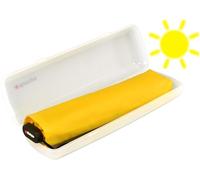 Knirps Ultra US.050 Slim Manual, ombrello tascabile ultra leggero e piatto, resistente alle tempeste, antivento, 21 cm, Giallo con custodia, 90 cm