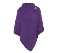 KNIT FACTORY - Poncho lavorato a maglia Nicky - Poncho da donna con colletto - Con lana - Alta qualità, viola scuro, Taglia unica