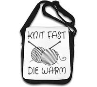 Knit Fast Die Young Live Fast Die Young - Borsa a tracolla con parodia, colore: Bianco