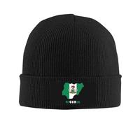 Knit Hat Nigeria Flag Map Comodo Cappello Lavorato Unisex Berretto Invernale per Uomo All'Aperto Sci
