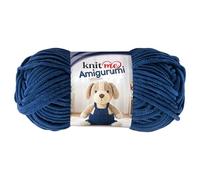 Knit Me Amigurumi Velvet Chenille Yarn, Chunky Yarn for Crochet, 50g/55m Super Soft Polyester for Teddies, Plush Toys and Blankets, EN71-3 and Oeko-Tex Certified, 5.5mm Hook (Denim)
