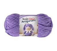 Knit Me Amigurumi Velvet Chenille Yarn, Chunky Yarn for Crochet, 50g/55m Super Soft Polyester for Teddies, Plush Toys and Blankets, EN71-3 and Oeko-Tex Certified, 5.5mm Hook (Lavender)