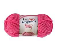 Knit Me Amigurumi Velvet Chenille Yarn, Chunky Yarn for Crochet, 50g/55m Super Soft Polyester for Teddies, Plush Toys and Blankets, EN71-3 and Oeko-Tex Certified, 5.5mm Hook (Coral)