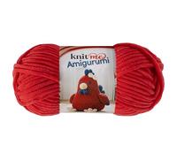Knit Me Amigurumi Velvet Chenille Yarn, Chunky Yarn for Crochet, 50g/55m Super Soft Polyester for Teddies, Plush Toys and Blankets, EN71-3 and Oeko-Tex Certified, 5.5mm Hook (Red)