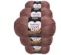 Knit Me DK Double Knitting Yarn 100% Acrylic pack of 5 x,100g / 300 m 5x 100g (Mocha)