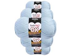 Knit Me DK Double Knitting Yarn 100% Acrylic Pack of 5 x,100g / 300 m(Baby Blue)
