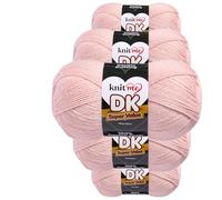 Knit Me DK Double Knitting Yarn 100% Acrylic Pack of 5 x,100g / 300 m (Baby Pink)