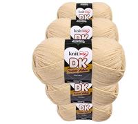 Knit Me DK Double Knitting Yarn 100% Acrylic Pack of 5 x,100g / 300 m(Cream)