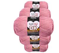 Knit Me DK Double Knitting Yarn 100% Acrylic Pack of 5 x,100g / 300 m (Rose Pink)